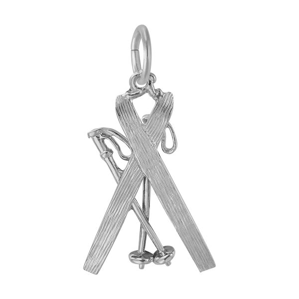 Sterling Silver Skis with Poles Charm Image 3 B & L Jewelers Danville, KY