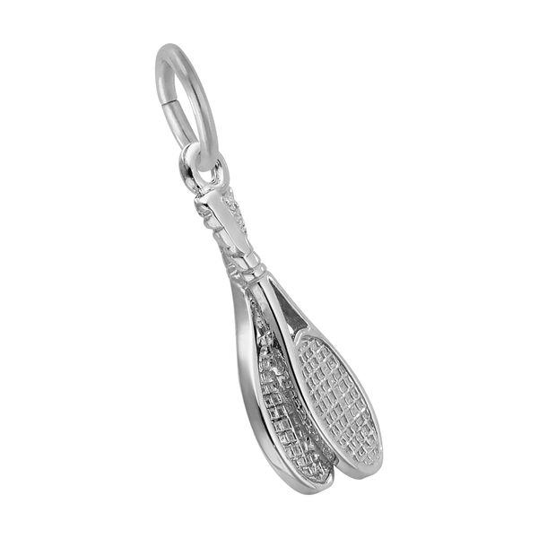 Sterling Silver Tennis Racquet Charm Image 2 B & L Jewelers Danville, KY