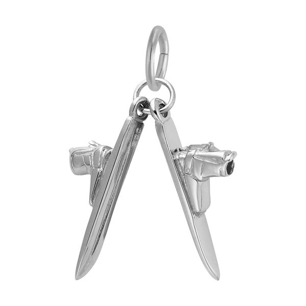 Sterling Silver Pair of Skis Charm Image 2 B & L Jewelers Danville, KY