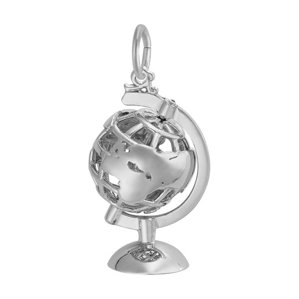 Sterling Silver Base Globe Charm Image 2 B & L Jewelers Danville, KY