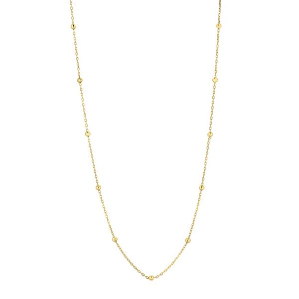 Sterling Silver Gold Vermeil Finish Bead Station Chain Adjustable 20
