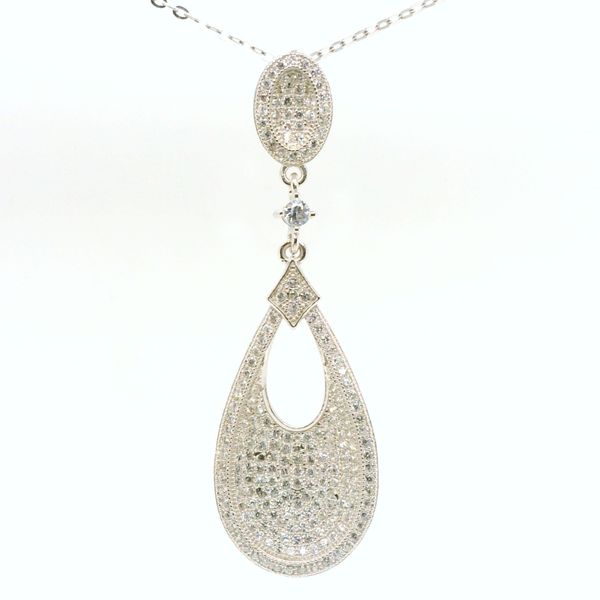 Sterling Silver Micropave Cubic Zirconia Tear Drop Necklace B & L Jewelers Danville, KY