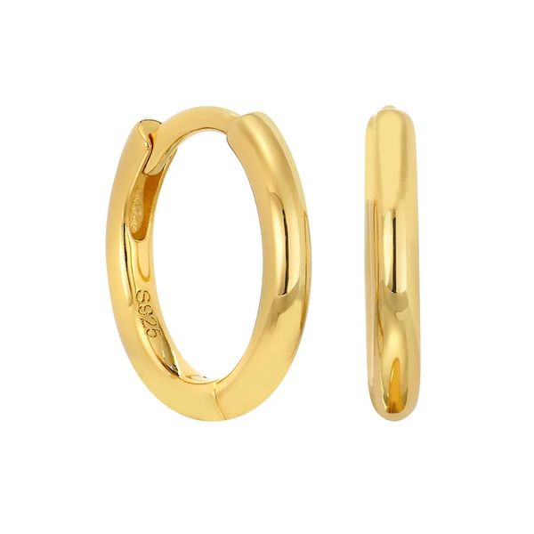 Sterling Silver Gold Vermeil Finish Small Plain Polished Hoop Earrings 15mm B & L Jewelers Danville, KY