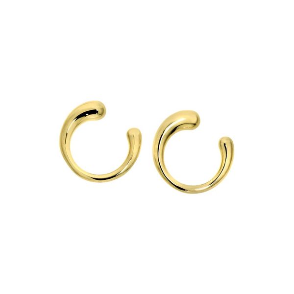 Sterling Silver Gold Vermeil Finish Chunky Open 3/4 Circle Stud Earrings B & L Jewelers Danville, KY