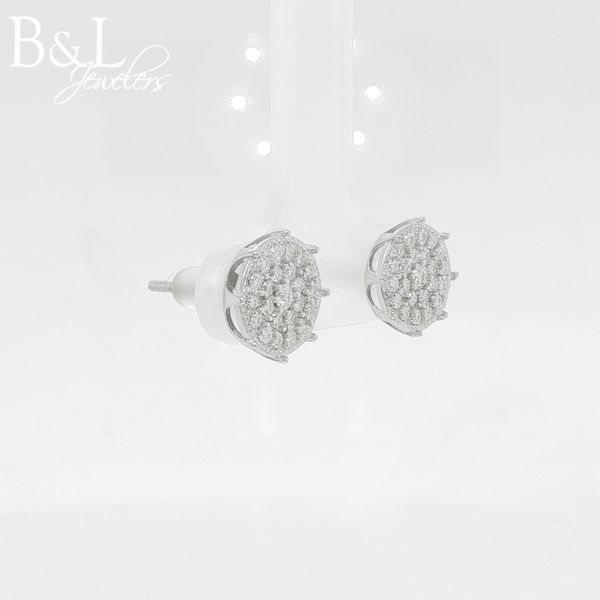 Sterling Silver Moissanite Cluster Earrings .50ctw Image 2 B & L Jewelers Danville, KY