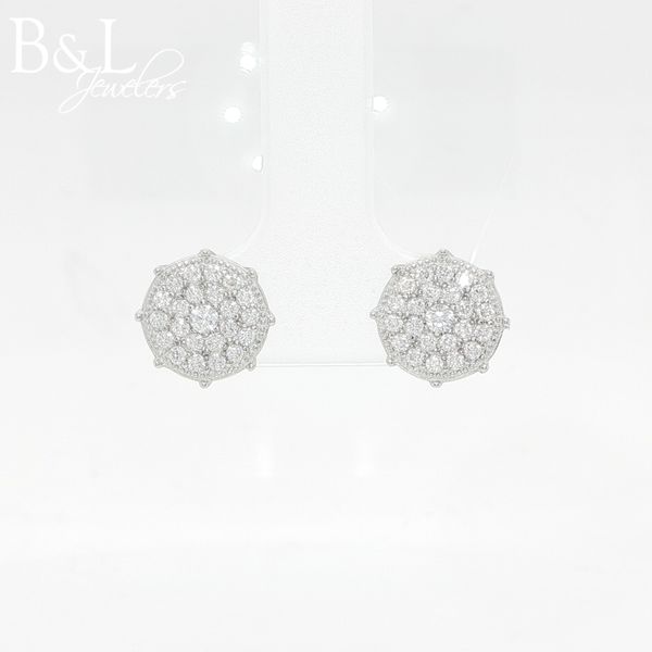 Sterling Silver Moissanite Cluster Earrings .50ctw B & L Jewelers Danville, KY