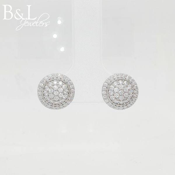 Sterling Silver Moissanite Cluster Halo Earrings 1ctw B & L Jewelers Danville, KY