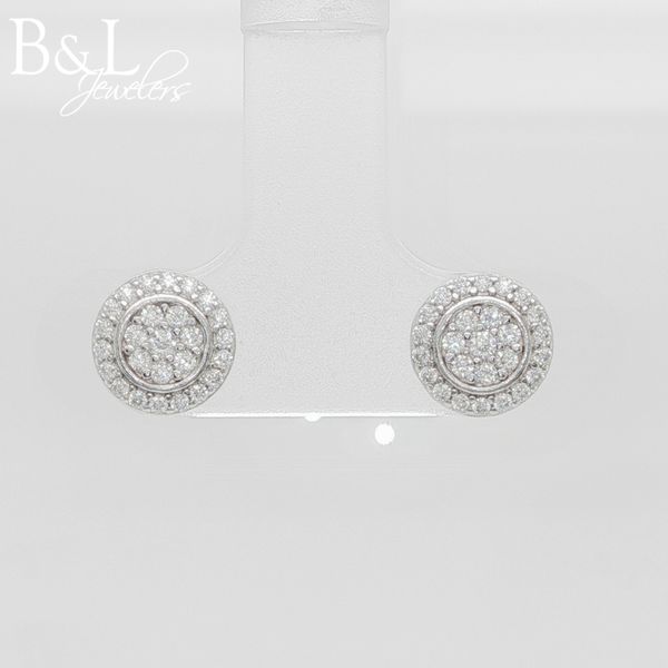 Sterling Silver Moissanite Halo Stud Earrings .70 ctw B & L Jewelers Danville, KY