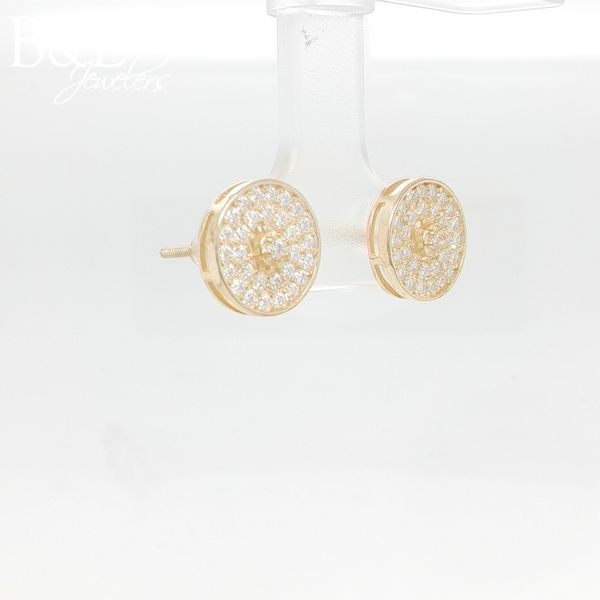 Sterling Silver Gold Plated 1ctw Moissanite Cluster Earrings Image 2 B & L Jewelers Danville, KY