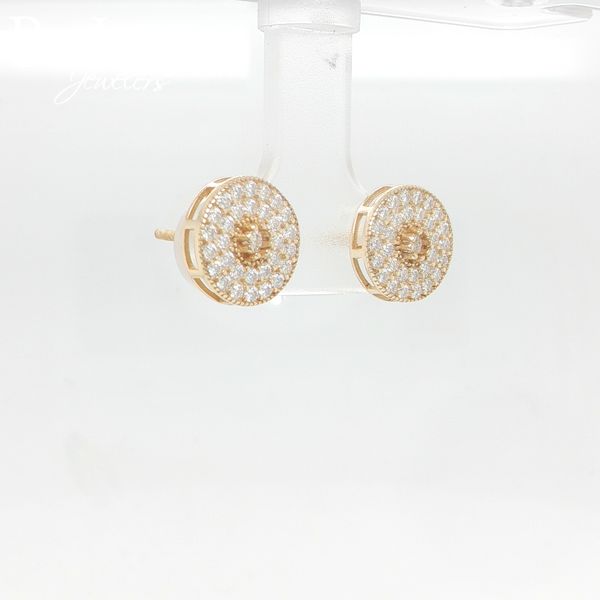 Sterling Silver Gold Plated 1ctw Moissanite Cluster Earrings Image 2 B & L Jewelers Danville, KY