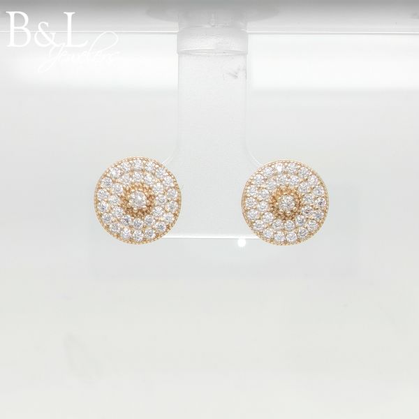 Sterling Silver Gold Plated 1ctw Moissanite Cluster Earrings B & L Jewelers Danville, KY