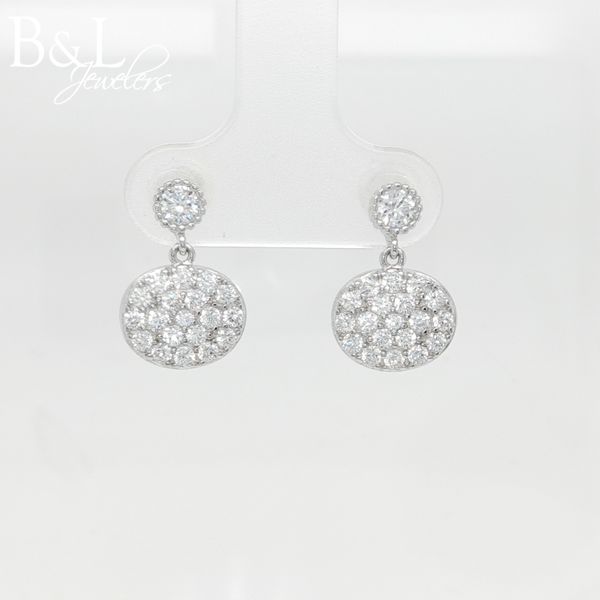 Sterling Silver Pavé Oval Dangle CZ Earrings B & L Jewelers Danville, KY