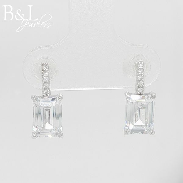 Sterling Silver Emerald Cut CZ Dangle Earrings B & L Jewelers Danville, KY