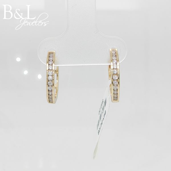 Sterling Silver Gold-Plated Channel CZ Small Huggie Hoop Earrings B & L Jewelers Danville, KY