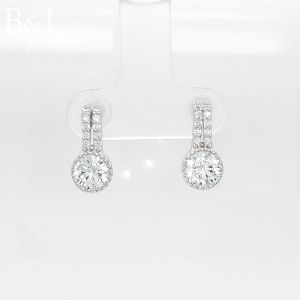Sterling Silver Double Link CZ Drop Earrings B & L Jewelers Danville, KY