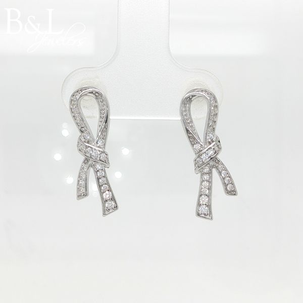 Sterling Silver CZ Ribbon Earrings B & L Jewelers Danville, KY