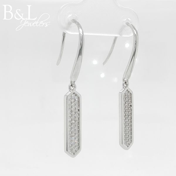 Sterling Silver Pavé CZ Fish Hook Style Earrings Image 2 B & L Jewelers Danville, KY