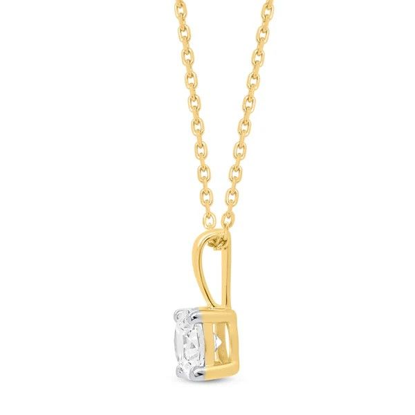 Sterling Silver Yellow Gold Plated .70ctw Round Lab Diamond Solitaire Pendant and Chain Image 2 B & L Jewelers Danville, KY