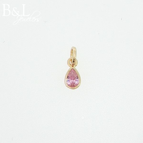 18k Gold Filled October Birthstone Tourmaline Bezel Pear Drop Charm B & L Jewelers Danville, KY
