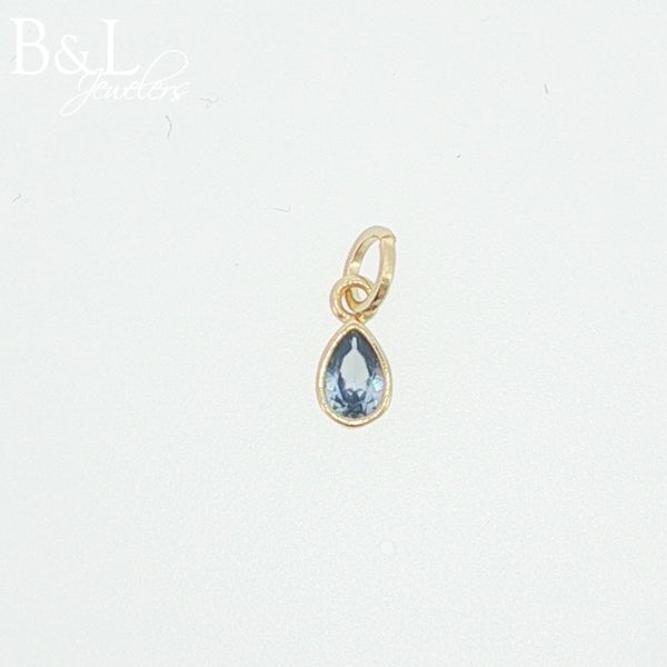 18k Gold Filled March Birthstone Aquamarine Bezel Pear Drop Charm B & L Jewelers Danville, KY