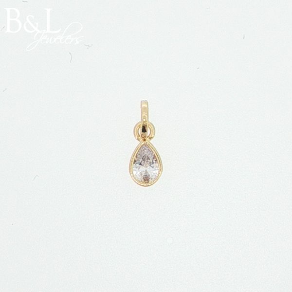 18k Gold Filled April Birthstone Crystal Bezel Pear Drop Charm B & L Jewelers Danville, KY