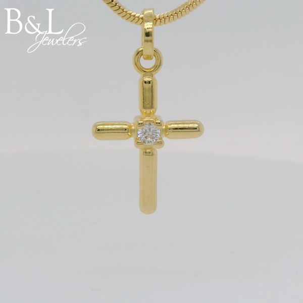 18k Gold Filled Polished Cross with CZ Pendant B & L Jewelers Danville, KY