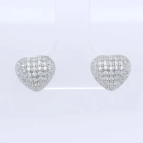 Sterling Silver Pave Cubic Zirconia Heart Earrings B & L Jewelers Danville, KY