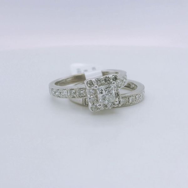 14K White Gold 2-Piece Milgrain Diamond Bridal Set - 1.00 CTW Image 2 Bradley's Jewelers Jacksonville, NC