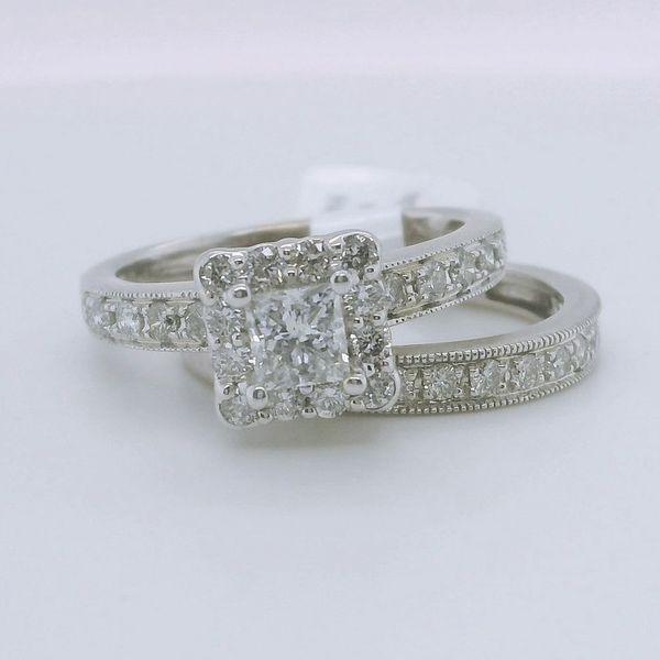 14K White Gold 2-Piece Milgrain Diamond Bridal Set - 1.00 CTW Bradley's Jewelers Jacksonville, NC