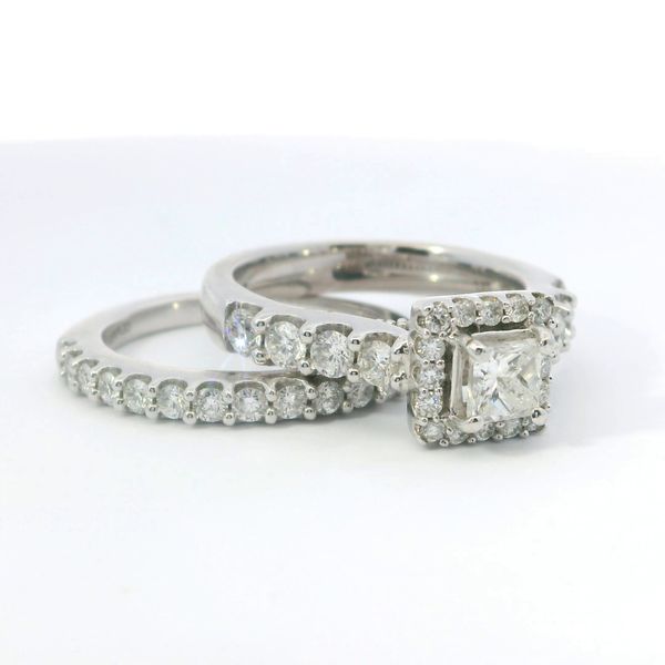 White 14K Princess Cut Halo Diamond Bridal Set 0.46Ct Center 1.21Tw Accents Image 2 Bradley's Jewelers Jacksonville, NC