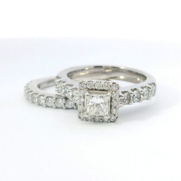 White 14K Princess Cut Halo Diamond Bridal Set 0.46Ct Center 1.21Tw Accents Image 3 Bradley's Jewelers Jacksonville, NC