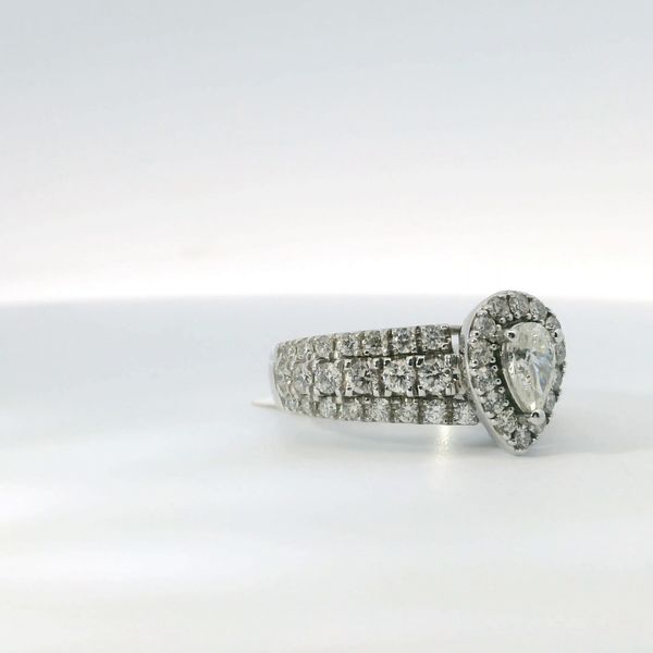 White 14K Gold 3 Row Pear Halo Diamond Bridal Ring 2.00Ctw Round Diamonds Image 2 Bradley's Jewelers Jacksonville, NC