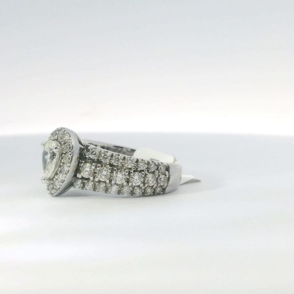 White 14K Gold 3 Row Pear Halo Diamond Bridal Ring 2.00Ctw Round Diamonds Image 3 Bradley's Jewelers Jacksonville, NC