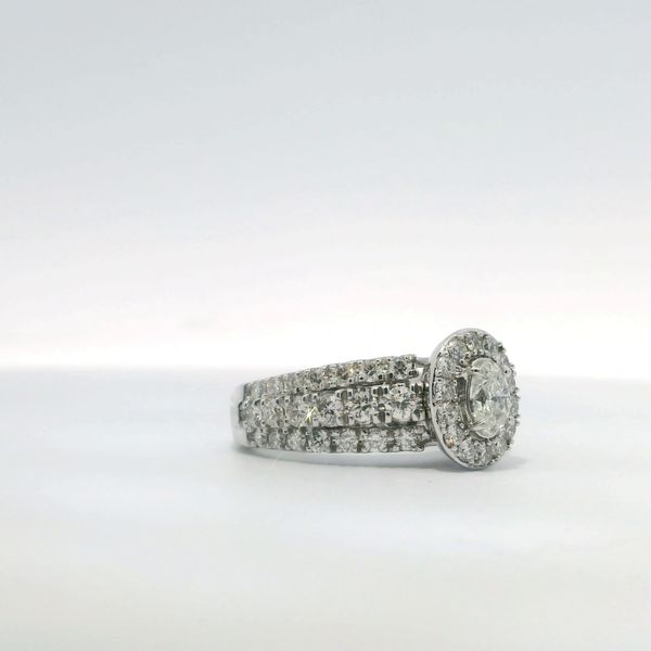 White 14K Gold 3 Row Oval Halo Diamond Bridal Ring 2.00Ctw Round Diamonds Image 3 Bradley's Jewelers Jacksonville, NC