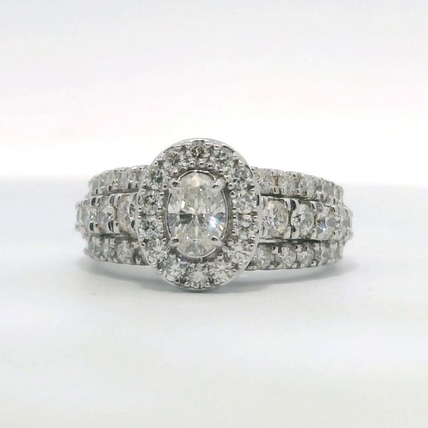 White 14K Gold 3 Row Oval Halo Diamond Bridal Ring 2.00Ctw Round Diamonds Bradley's Jewelers Jacksonville, NC