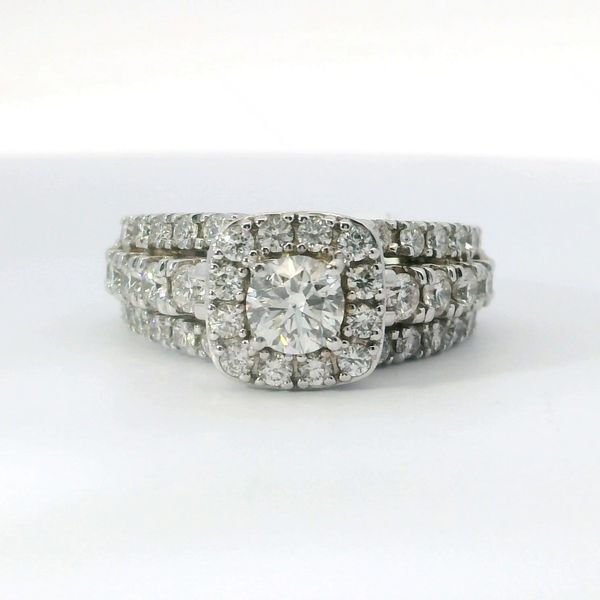 White 14K Gold 3 Row Halo Diamond Bridal Ring 2.00Ctw Round Diamonds Bradley's Jewelers Jacksonville, NC
