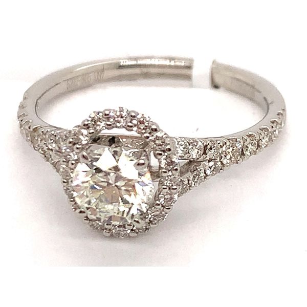 Platinum Split Shank Halo Diamond Engagement Ring 1.12CTW Bradley's Jewelers Jacksonville, NC