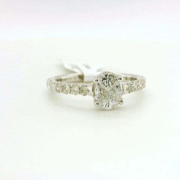 14K White Gold Diamond Engagement Ring .72 CTW Pie Cut & Round Accent Diamonds Image 2 Bradley's Jewelers Jacksonville, NC