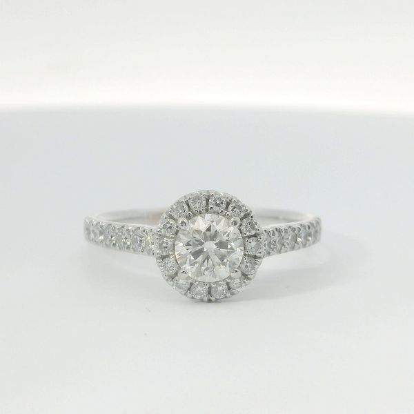14K White Gold Round Diamond Halo Engagement Ring 1.25 CTW | Bradley's Jewelers Jacksonville NC Image 4 Bradley's Jewelers Jacksonville, NC