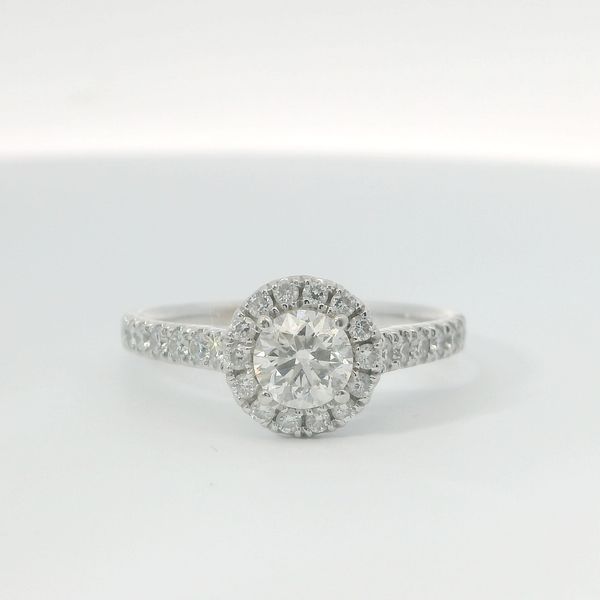 14K White Gold Round Diamond Halo Engagement Ring 1.25 CTW | Bradley's Jewelers Jacksonville NC Bradley's Jewelers Jacksonville, NC