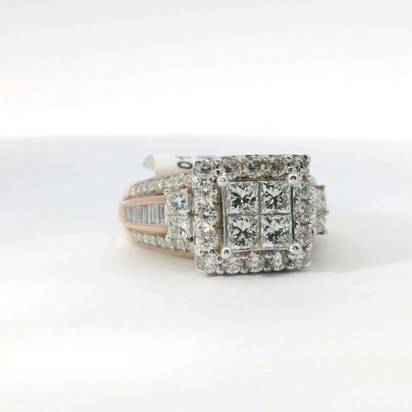 Rose 10K Gold Multi Shape Diamond Bridal Ring 2.00Ctw Princess Baguette Round Diamonds Image 2 Bradley's Jewelers Jacksonville, NC
