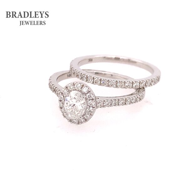 White 14K Gold Oval Halo 2 Piece Bridal Set 1.12Ctw 0.50Ct Center Diamond Bradley's Jewelers Jacksonville, NC