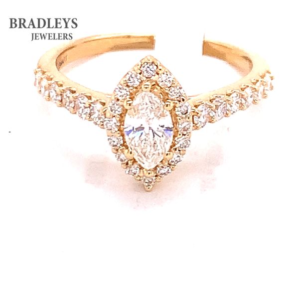 Yellow 14K Gold Marquise Diamond Engagement Ring 0.50Ct Center 0.50Tw Round Accents Bradley's Jewelers Jacksonville, NC