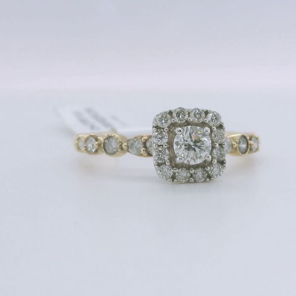 14K Yellow Gold Cushion Halo Stackable Engagement Ring .75CTW Image 2 Bradley's Jewelers Jacksonville, NC