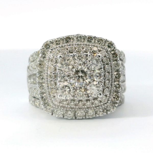 White 10K Gold 3 Piece Double Halo Multi Center Diamond Bridal Set 3.50Ctw Bradley's Jewelers Jacksonville, NC