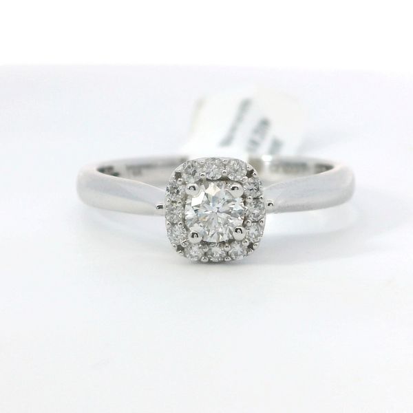White 14K Gold 0.33 CTW Diamond Cushion Halo Engagement Ring Bradley's Jewelers Jacksonville, NC