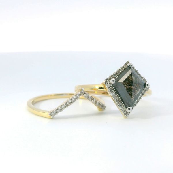14K Yellow Gold Salt and Pepper Kite Diamond Bridal Set 1.60CTW Image 2 Bradley's Jewelers Jacksonville, NC