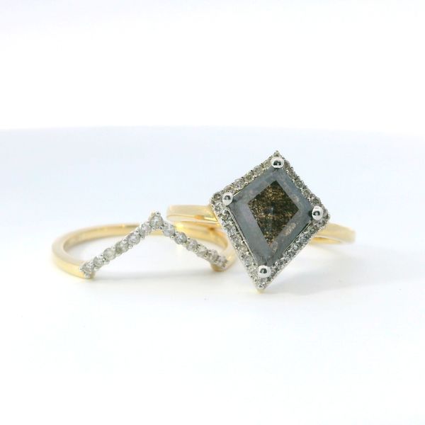 14K Yellow Gold Salt and Pepper Kite Diamond Bridal Set 1.60CTW Bradley's Jewelers Jacksonville, NC