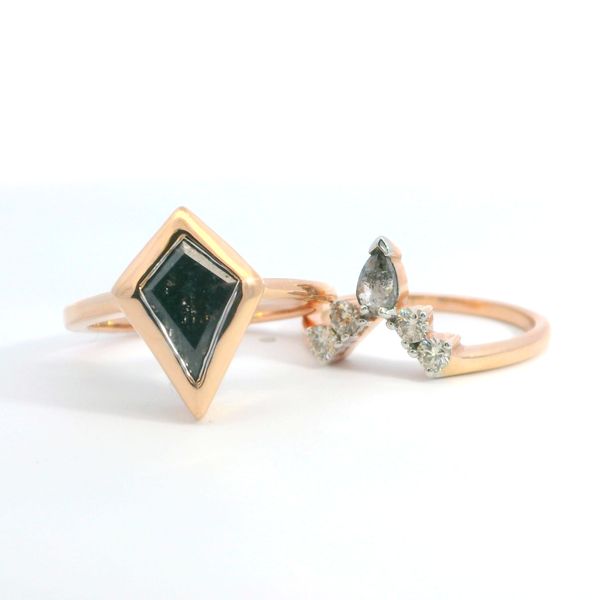 Salt & Pepper Rose 14K Gold Kite Diamond Bridal Set 2.35Ct Center 0.27Tw Accents Bradley's Jewelers Jacksonville, NC