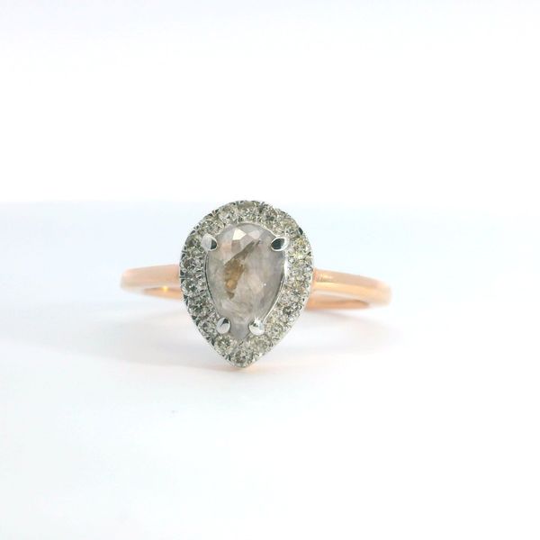 14K Rose Gold Salt and Pepper Pear Diamond Engagement Ring 1.27CTW Bradley's Jewelers Jacksonville, NC